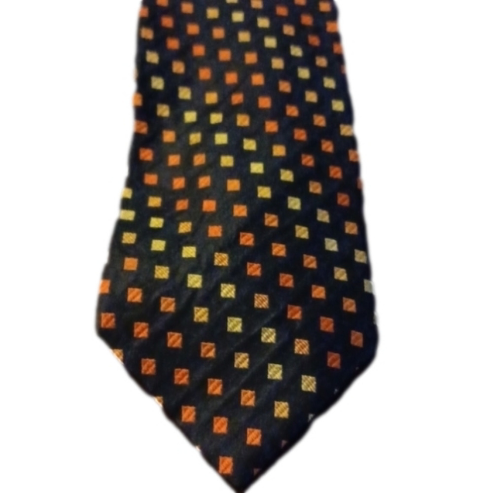 STRUCTURE Blue, Gold and Orange Silk Mens Necktie